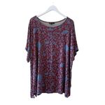 Diane Gilman Printed Jersey Knit Dolman-Sleeve Top Multicolor Boatneck 3X #1289 Photo 1