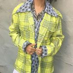 Yellow plaid jacket, funky pattern jacket, custom jacket, vintage blazer Size M Photo 13
