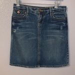 Old Navy  blue denim embroidered mini pencil jean skirt Photo 0