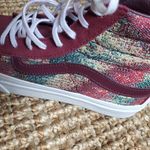 Vans  high tops size 6.5 women's in burgundy and pattern worn once like new Photo 4