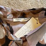 Pure by Ulla Popken Organic Cotton Button Down Shirt Asymmetrical Marbled 28/30 Brown Photo 3