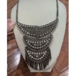 Boho Metal Statement Bib Necklace Burnished Pewter Mutli Photo 1