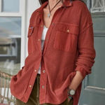 Sundance  Waffle Knit Prudence Shirt Jacket Shacket Oversized Boho Photo 0