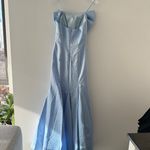 Mac Duggal Blue Strapless Bow Mermaid Gown Photo 11