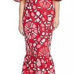 RHODE x Target Women's Linen Blend Floral Bell Sleeve Midi Dress Red Size 28 Photo 0