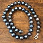 Hand Knotted PEACOCK PEARLS w Sterling Silver Lobster Claw Clasp 18 inches long Gray Photo 2