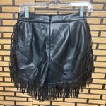 Nasty Gal ‎ Black Fringe Faux Leather Shorts Size 4 Photo 1
