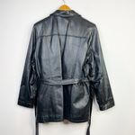 wilson's leather  2000s Black Belted Thinsulate Short Trench Coat Jacket womens L Photo 8