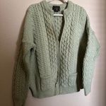 Vintage Carraig Donn Irish Merino Wool Chunky Cable Knit Zip Up Sweater sz XL Green Photo 0