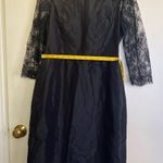 Rickie Freeman Teri jon black dress size 6 lace sleeves silk dress Photo 8