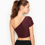 Victoria Sport Burgundy One Shoulder Banded Crop Top Photo 1