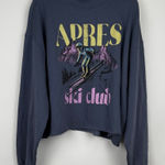 The Vinyl Icons Apres Ski Retro Raw Hem Blue Grisaille Sweatshirt Size Large NWT Photo 0