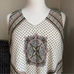 Heart soul Bandana Print Scarf Cut Sleeveless Cream Tan Pink Black Tank M Medium Photo 2