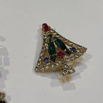 Lot Of 3 Christmas Holiday Gold Tone Prong Set Rhinestone Brooch Pins Photo 7