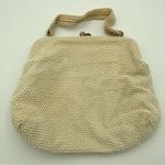 Vintage 1950s Lumured Beige Beaded Handbag OS Photo 2