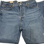 Levi's Wedgie Straight Stretch Denim Jeans 32 x 28 High Rise Cropped Distressed Photo 0