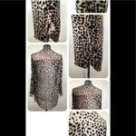 Apt. 9  Womens Semi Sheer Shirt XS Animal Print Long Sleeves Half Zip Front New Photo 5