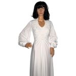 1970s Vintage Wedding Gown w/ Bustled Train & Veil ILGWU Union small White Photo 13