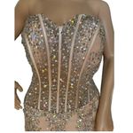 Anny Lee  Mermaid Sweetheart Sheer Bodice formal dress in nude size large Photo 6