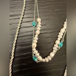 LC Lauren Conrad NWT  Silver Tone Blue Crystal Simulated Pearl Multi-Row Necklace Photo 3