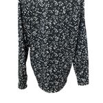 EXPRESS Floral Blouse Long Sleeve Collared Button-Up Black White Floral W M NWOT Photo 2