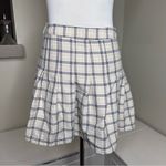 School girl beige , white and black plaid skirt Tan Photo 2