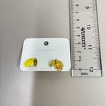 Sunlit Lemon Enamel & Gold Gem Earrings 1cm Mismatched Summer Jewelry Yellow Photo 4
