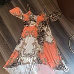 Venus Orange and Beige Patterned Dress Photo 3