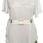 Fendi vintage white leather gold double buckle adjustable belt size 80 CM / 32” Photo 1