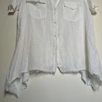 Enza Costa Italian Pima Cotton blend Blouse Shirt Raw Edge Hem size M White Size M Photo 2