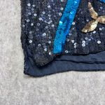 NWT Vintage 80s CARINA Sequin Top Blue Gold Lightning Black Silk Women's Large Photo 8