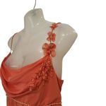 David's Bridal Orange Sleeveless Floral Vintage Bridesmaid Maxi Long Gown Large Photo 2