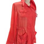 Chico's Orange Sheer Polyester Jacket Tie Waist Textured Button Up Sz 1( S/M) Photo 1