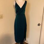 ZARA  Green Satin Effect Front Slit with Lace Trim V Neck Ruching Bloggers Fav XS Photo 8