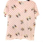 Disney Store Checkered Heart Kissing Mickey Minnie V Neck Shirt Pink White M Photo 0
