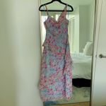 ASTR NWT  Levina Asymmetric Blue Floral Ruffle Dress Photo 3