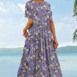 Amazon YESNO Casual Loose Bohemian Floral with Pockets Short Sleeve Long Maxi Dress Photo 3
