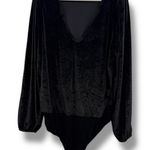 Torrid Crushed Velvet Bodysuit Size 2X Black Long Sleeve Deep V Neck Party Photo 0