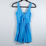 Susana Monaco Tie Tank Jersey Stretch Knit Mini Romper Freshwater Blue XS Photo 0