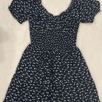 Hollister  Navy Blue Floral cap sleeve dress built in shorts with pockets, cinch waist Photo 3