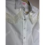 VTG H Bar C White Fringe Snap Shirt Blouse Women's Sz. 36 (US M) Size M Photo 1
