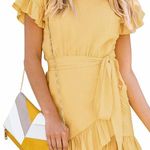 Boutique Yellow Ruffle Dress Photo 0