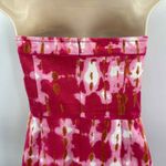 Anthropologie Fresno Ikat Strapless Dress Womens 4 Pink White Tie Dye Pink Photo 5