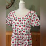 J. Crew floral tiered puff sleeve midi dress with pockets. Size 10 White Photo 1