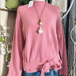 WAYF New with Tags Wool Blend Tie Waist Pink Sweater Photo 0