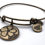 ALEX AND ANI  Friend Flower Pansy Gold Tone Bangle Bracelet charm‎ Photo 0