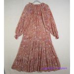 Free People New! Red Floral Print Bohemian Feeling Groovy Ruffle Maxi Dress, S Photo 11