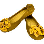 Chocolat Blu  Vivian Yellow Suede Ballet Flats Floral Accent Size 8.5 Photo 0