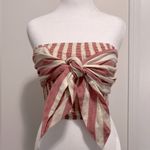 Moon River  Stripe Bow Wrap Ruched Crop Tube Top Women’s Sz S NWT Photo 0