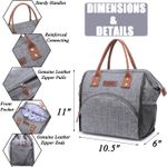 Lunch Bag Women Insulated Lunch Box Wide-Open Lunch Tote Bag Large Drinks Holder Durable Nylon Thermal Snacks Organizer for Men Adults Work Picnic Hiking Beach Fishing,Grey Photo 2